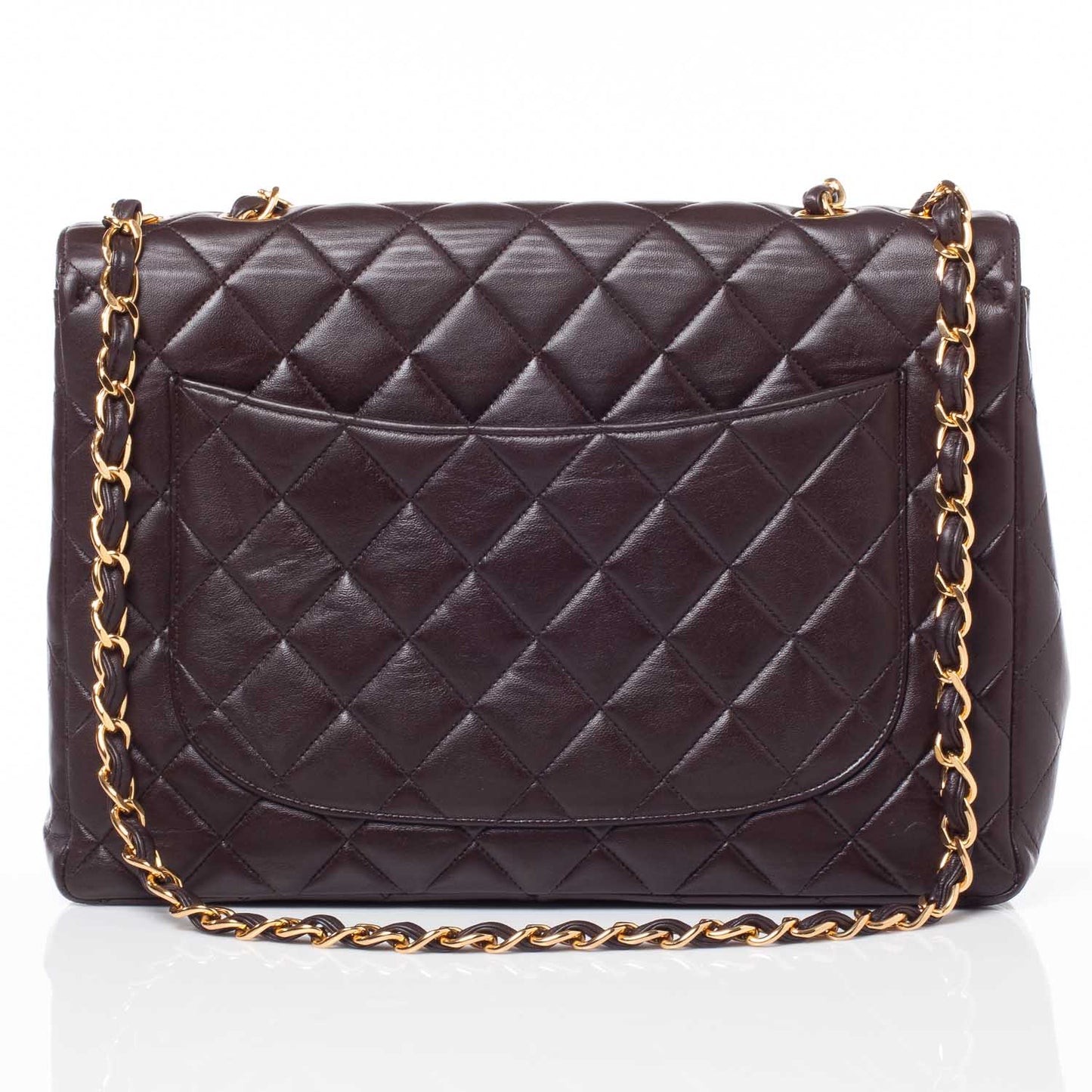 Lambskin Jumbo Single Flap Brown