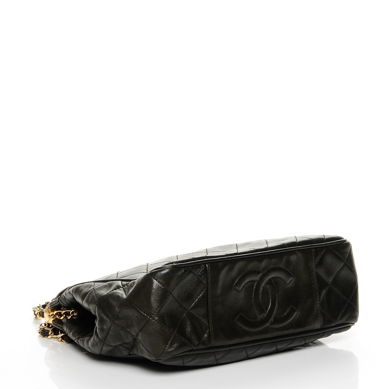 Chanel Lambskin Quilted Small Tassel Shoulder Bag Dark Green 4 of 8