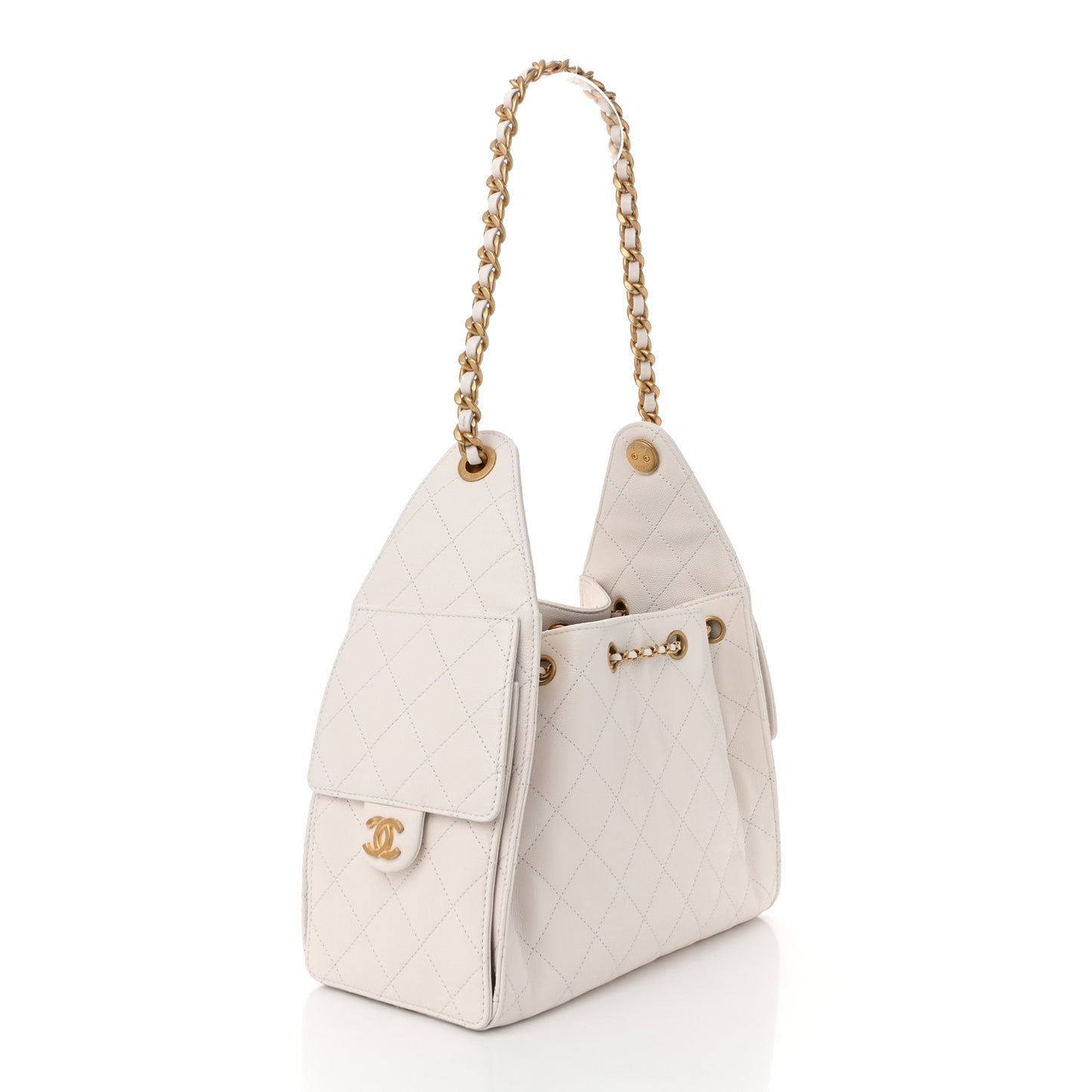 Caviar Quilted Small Chanel 25 Handbag White
