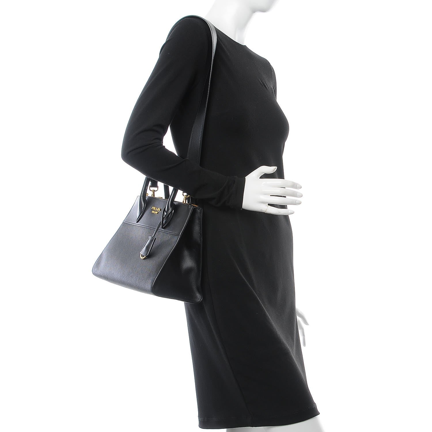 Prada Saffiano City Calfskin Small Paradigme Bag Black 2 of 9