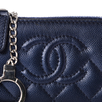 Chanel Metallic Caviar Quilted Diamond CC Key Holder Case Navy 8 of 9