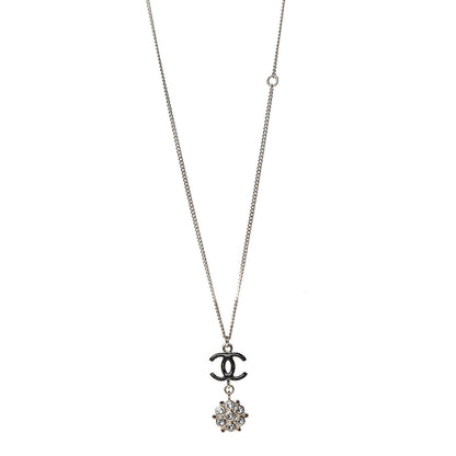 Chanel Crystal Resin CC Drop Pendant Necklace Gold 1 of 6