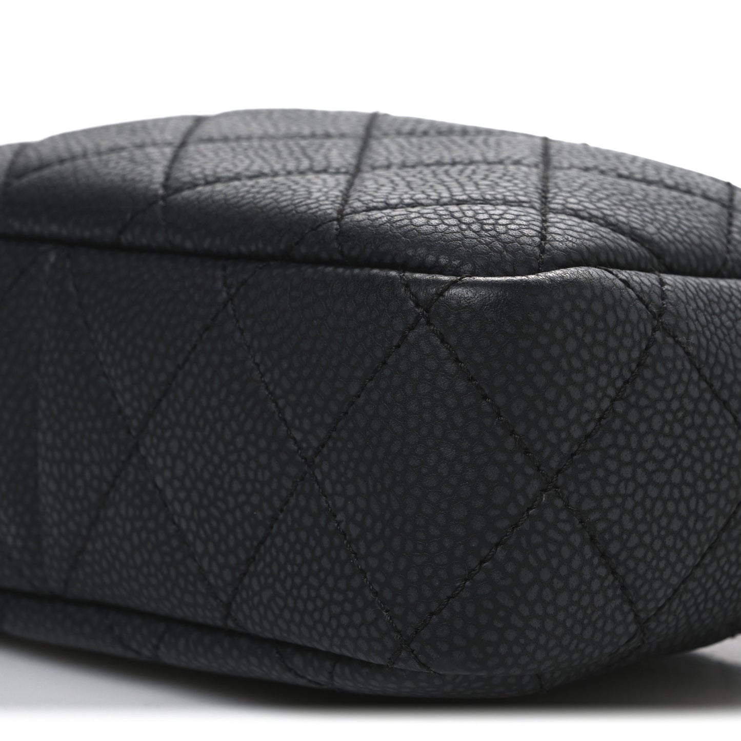 Caviar Flat Quilted Mini Coco Tassel Camera Case Black