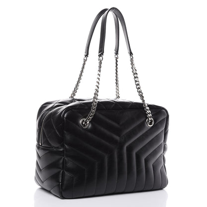 Saint Laurent Calfskin Y Quilted Monogram Medium Loulou Bowling Bag Black 3 of 11