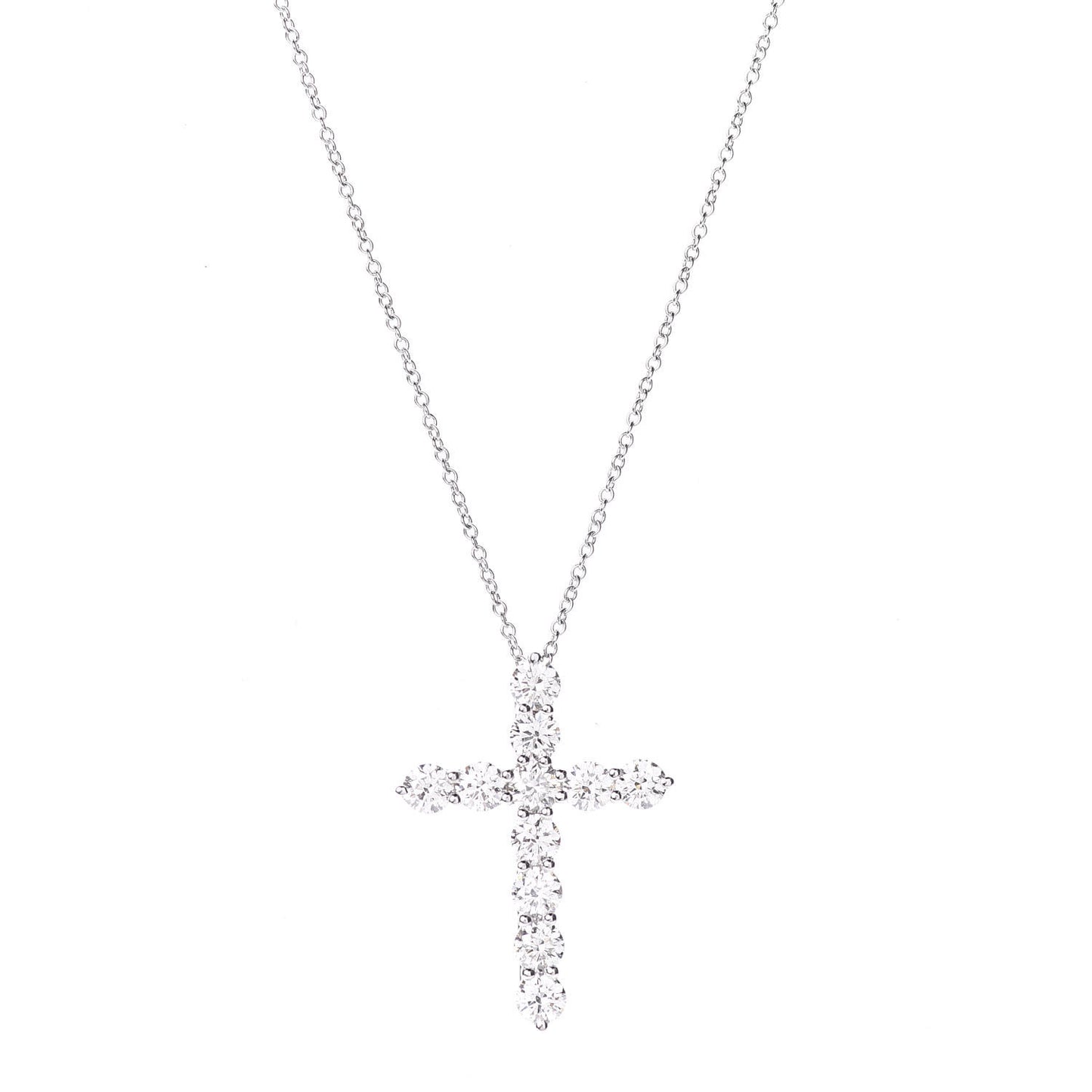 Platinum Diamond Large Cross Pendant Necklace