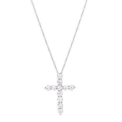 Tiffany Platinum Diamond Large Cross Pendant Necklace 4 of 7