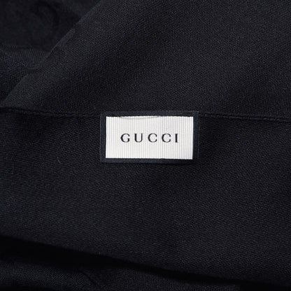 Gucci Silk Wool Monogram Fringe Scarf Black 5 of 5