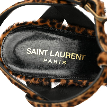 Saint Laurent Pony Hair Leopard Print Tribute 105 Sandals 40 Naturale 7 of 8