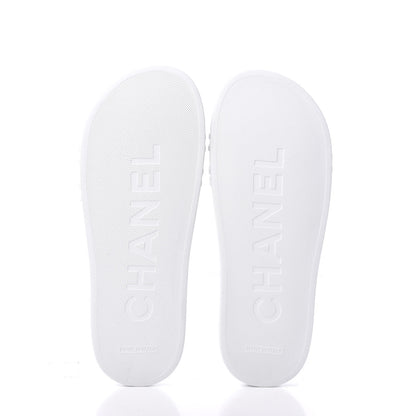Chanel PVC CC Mules Sandals 38 White Grey 5 of 9