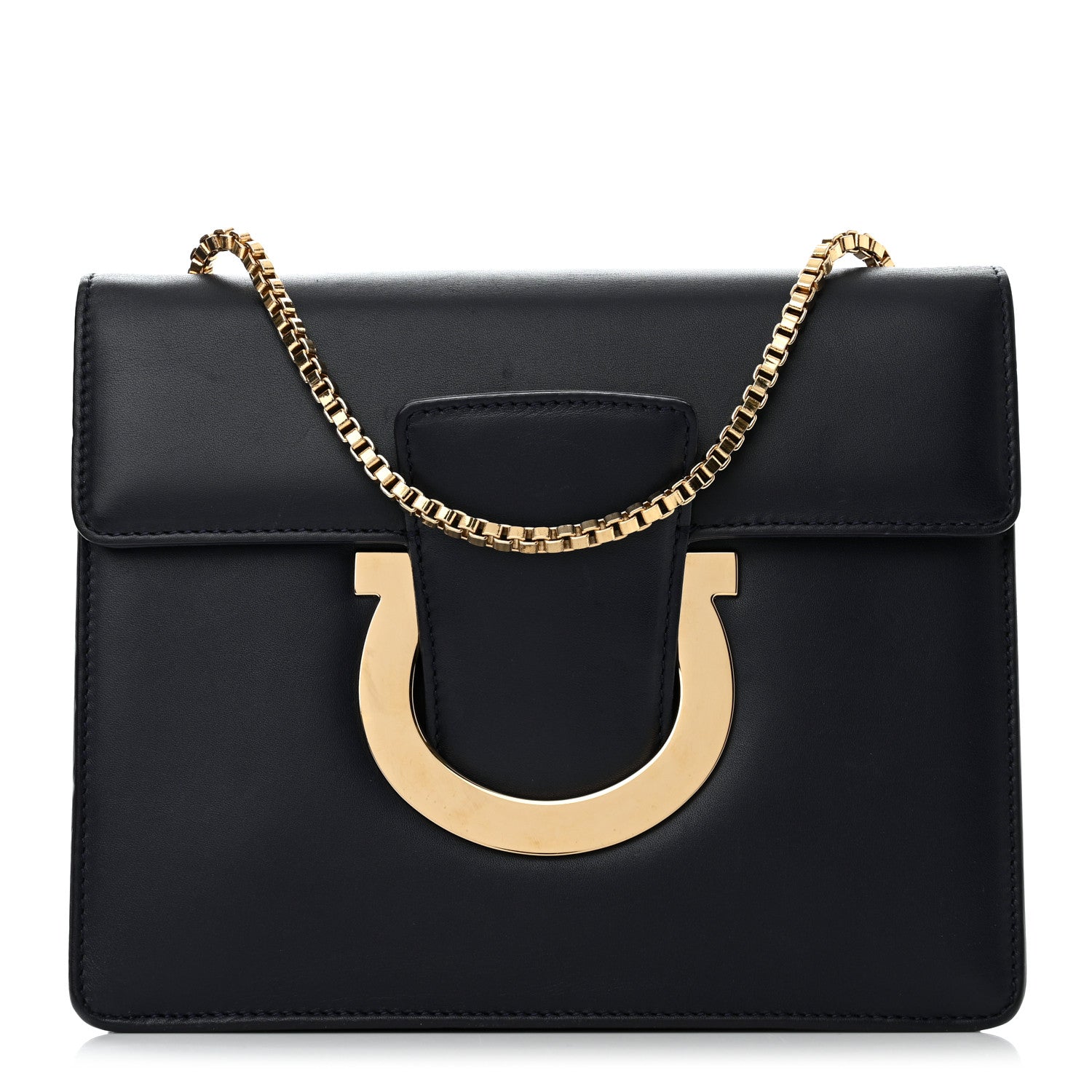 Salvatore Ferragamo Calfskin Thalia Flap Shoulder Bag Black 1 of 15