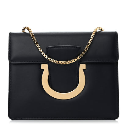 Salvatore Ferragamo Calfskin Thalia Flap Shoulder Bag Black 1 of 15
