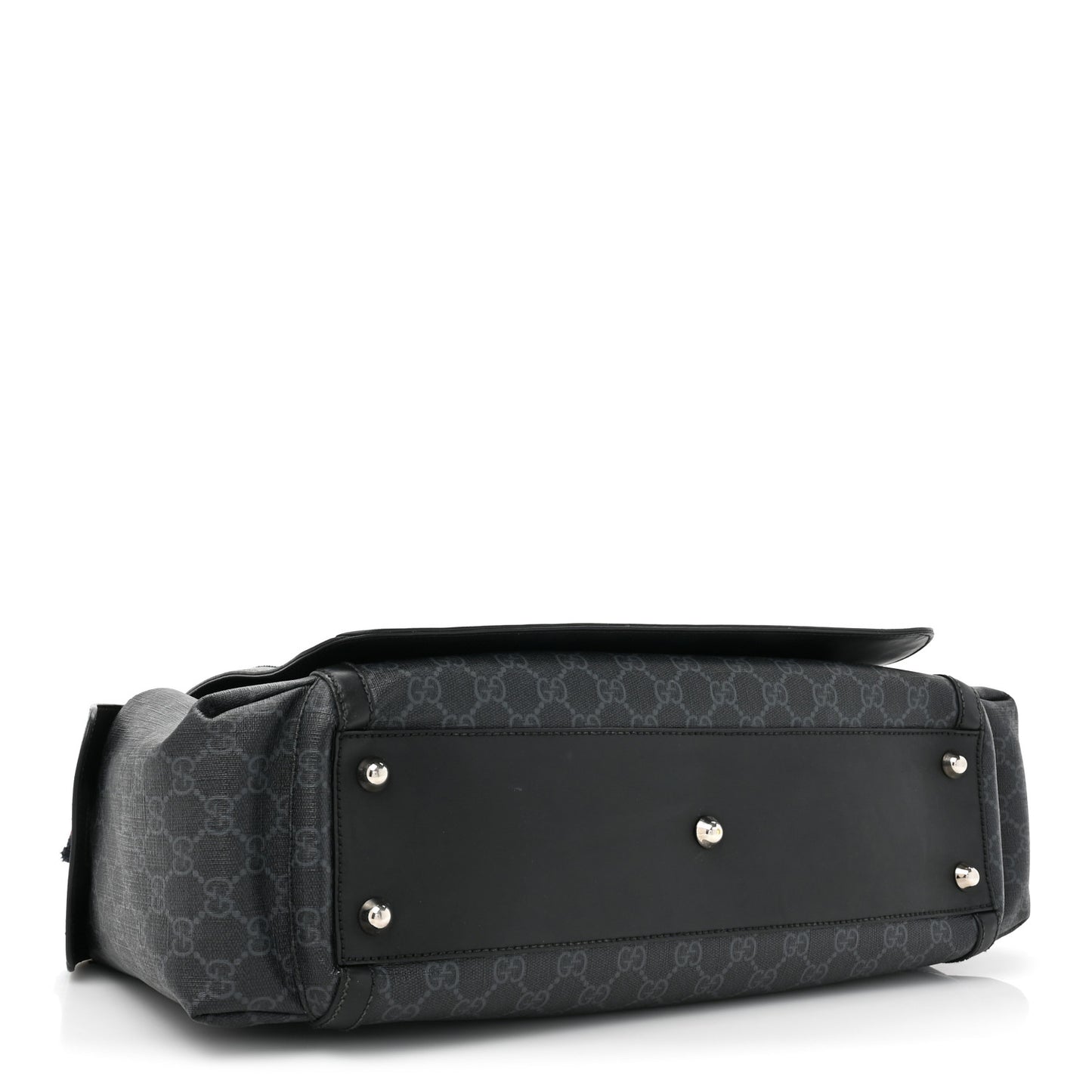 GG Supreme Monogram Web Messenger Diaper Bag Black Grey