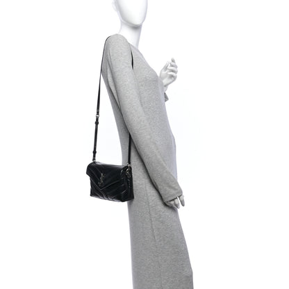 Saint Laurent Calfskin Y Quilted Monogram Toy Loulou Crossbody Bag Black 2 of 14