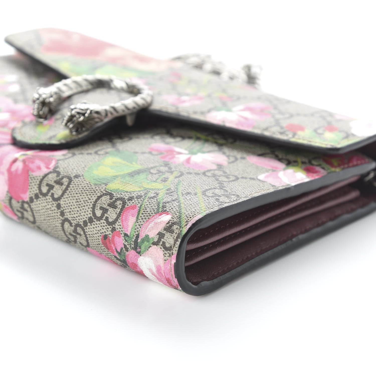 Gucci GG Supreme Monogram Blooms Mini Dionysus Chain Wallet Beige Multicolor Dry Rose 7 of 9