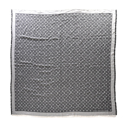 Louis Vuitton Silk Wool Monogram Denim Shawl Black 1 of 3