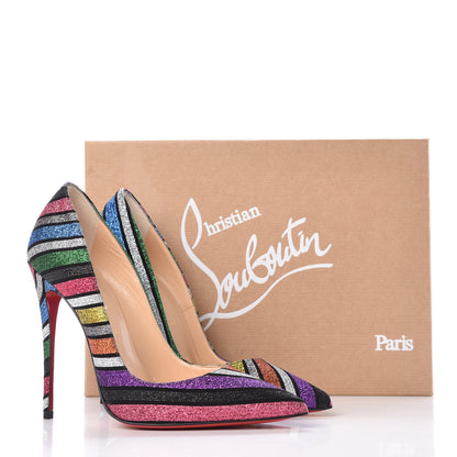 Christian Louboutin Suede Stripyglitter So Kate 120 Pumps 36.5 Multi 8 of 8