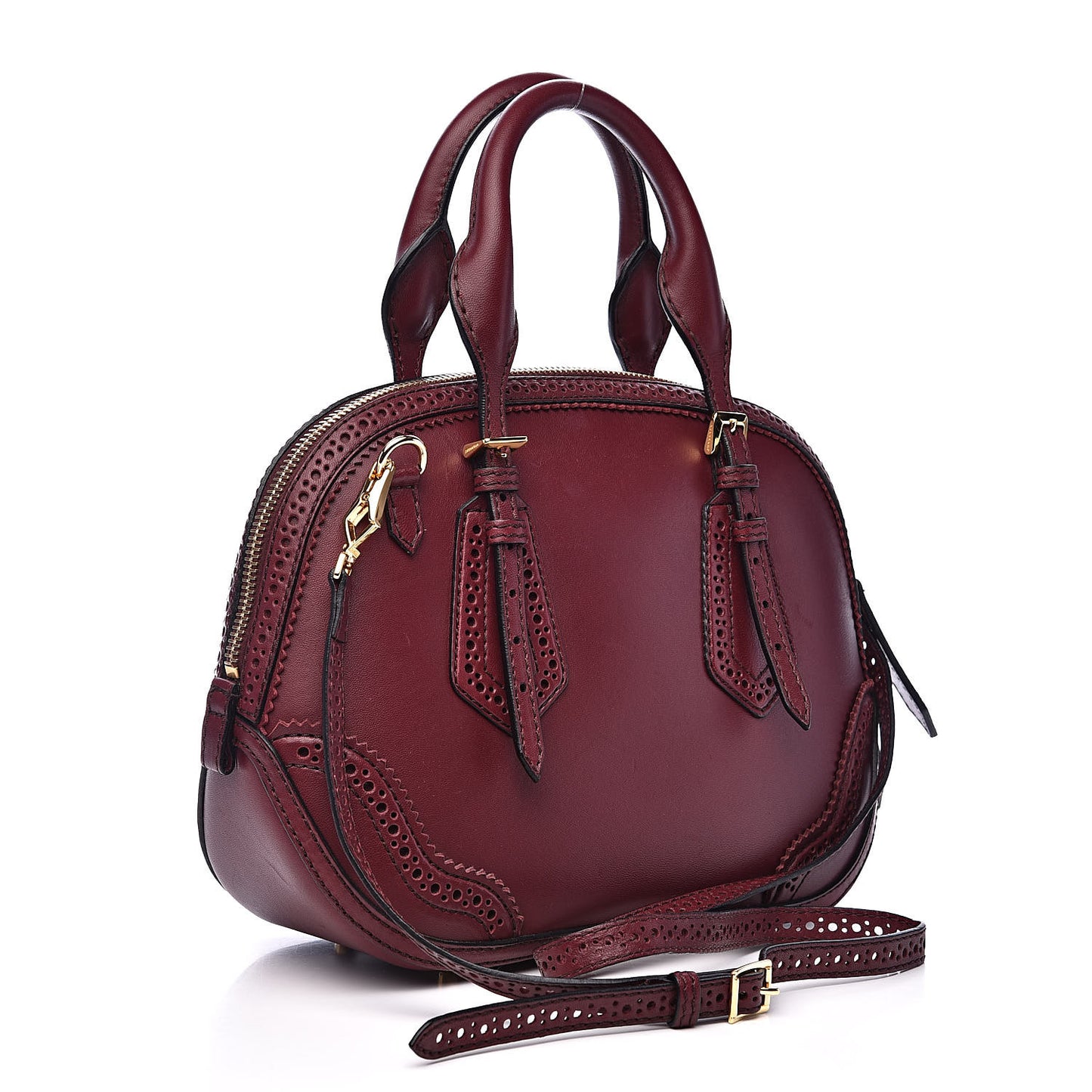 Calfskin Small Orchard Bowling Bag Burgundy Red