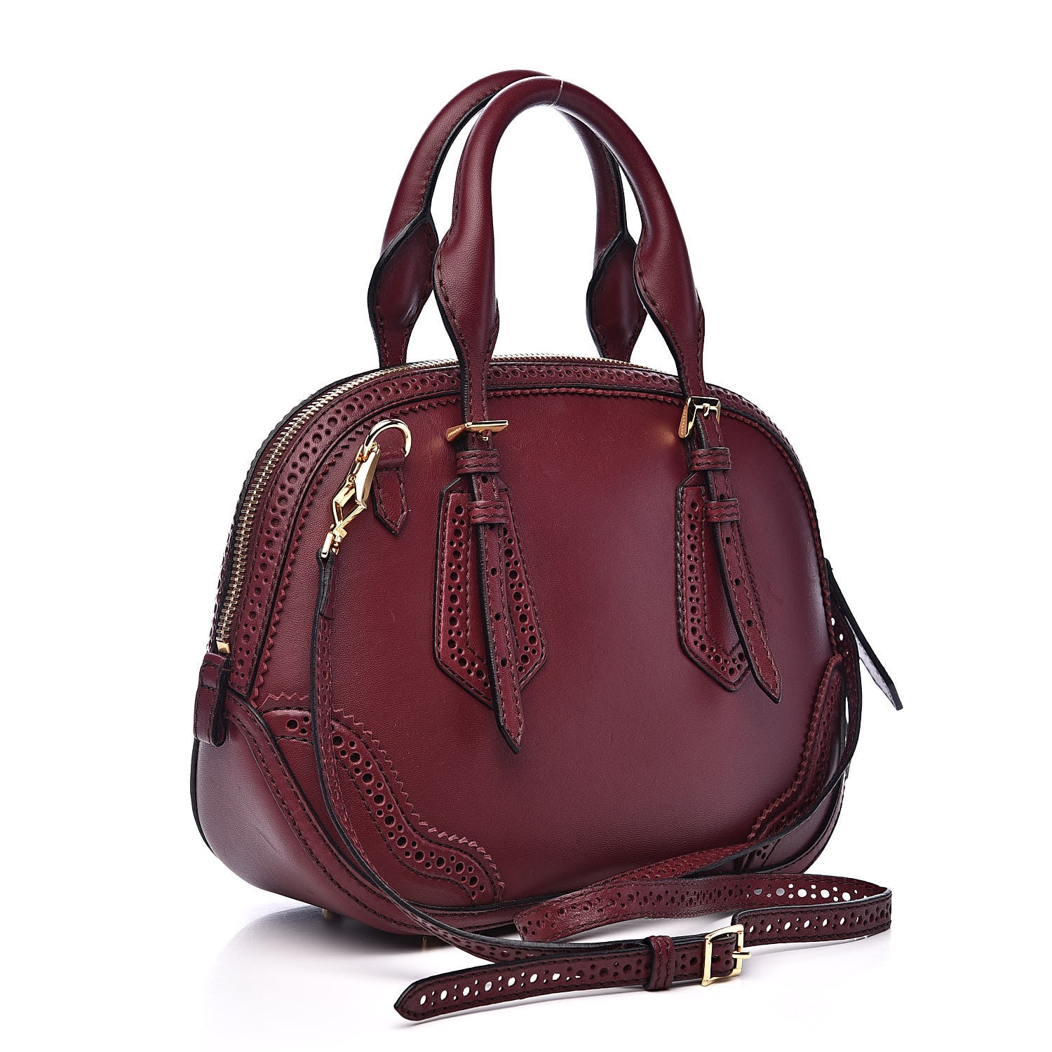 Burberry Calfskin Small Orchard Bowling Bag Burgundy Red 3 of 15