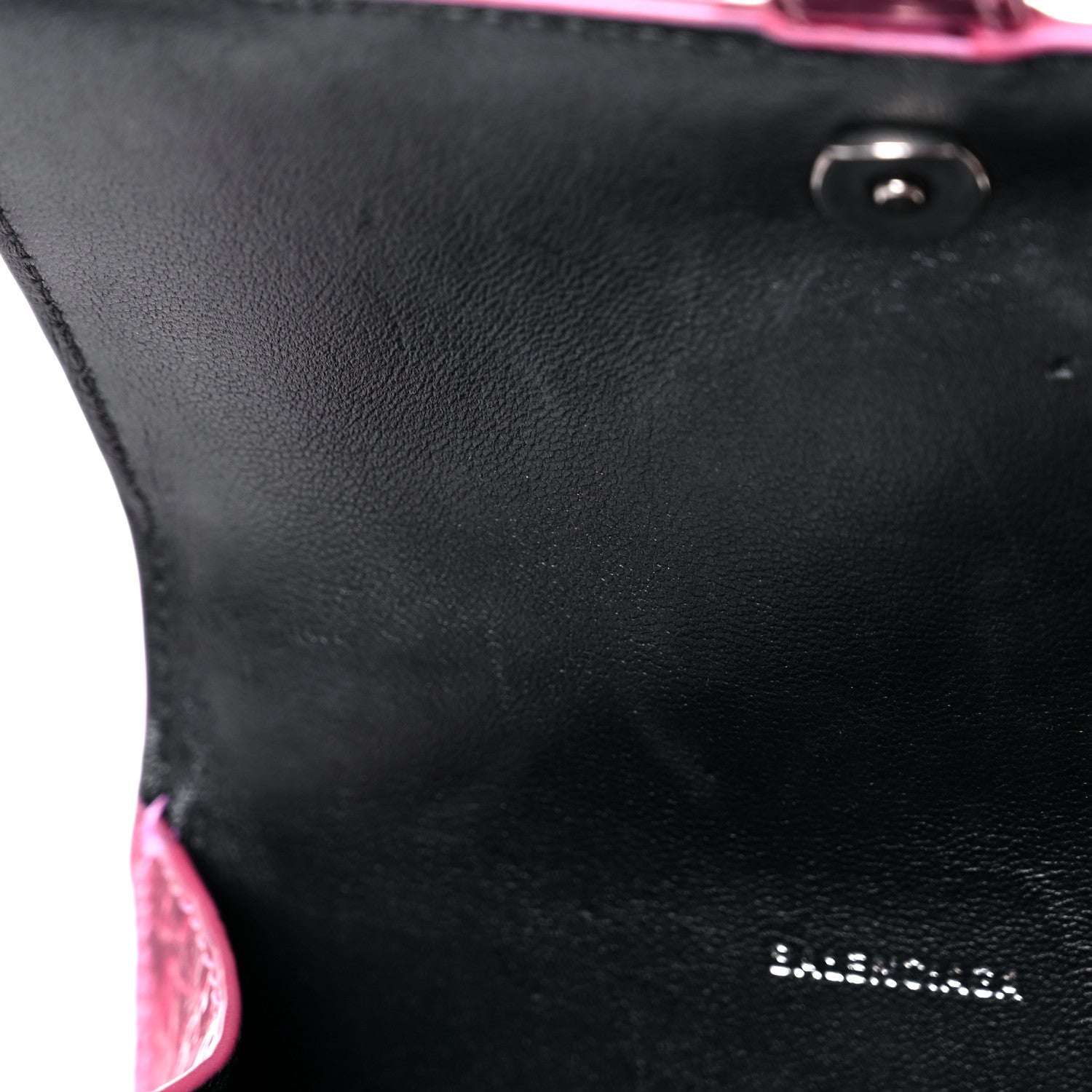 Balenciaga Metallic Shiny Calfskin Crocodile Embossed Hourglass Top Handle Bag XS Pink 14 of 18