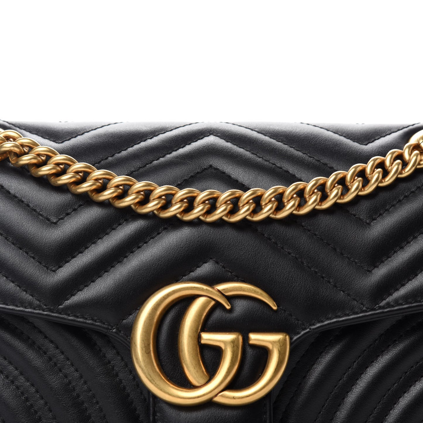 Calfskin Matelasse Small GG Marmont Shoulder Bag Black