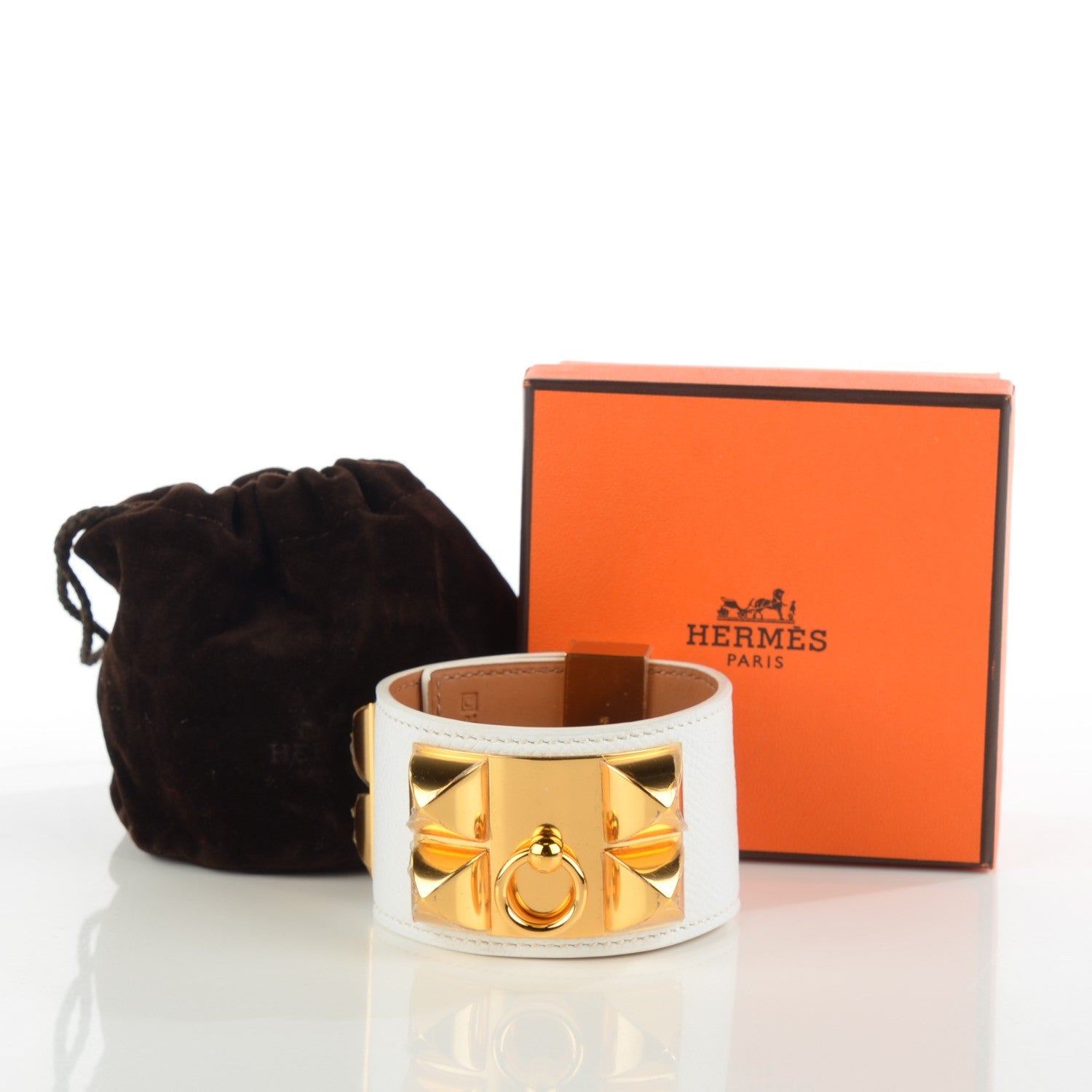 Hermes Epsom Collier de Chien CDC Bracelet S White 4 of 6