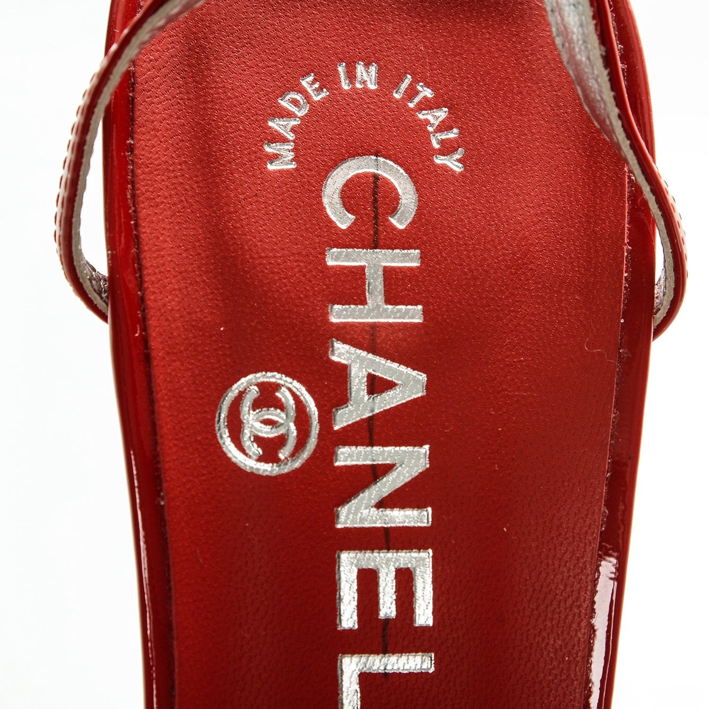 Patent CC Logo Sandal Heels 39 Red