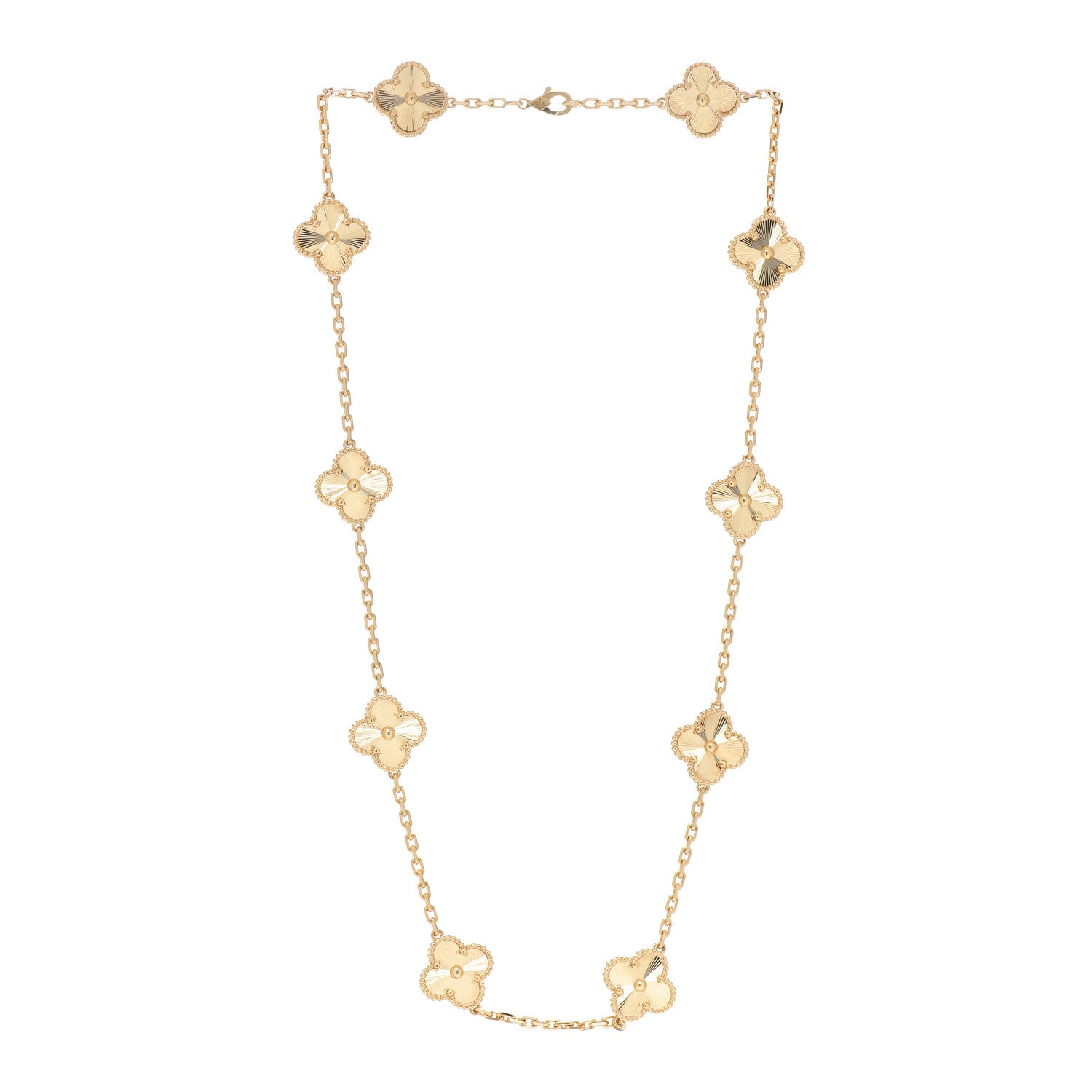Van Cleef & Arpels 18K Yellow Gold 10 Motifs Guilloche Vintage Alhambra Necklace 3 of 5