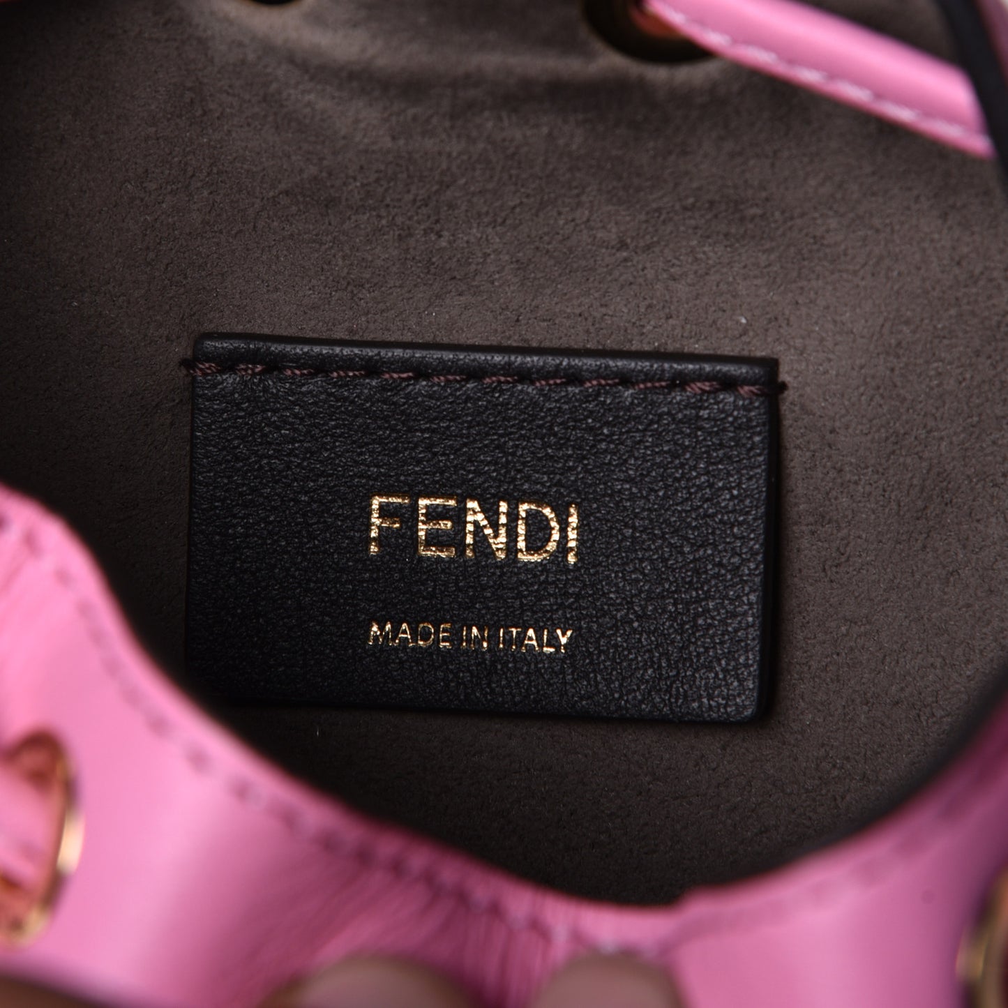 Raffia Vitello Seta F is Fendi Pequin Gingham Woven Mini Mon Tresor Bucket Bag Military Rosa Lollypop
