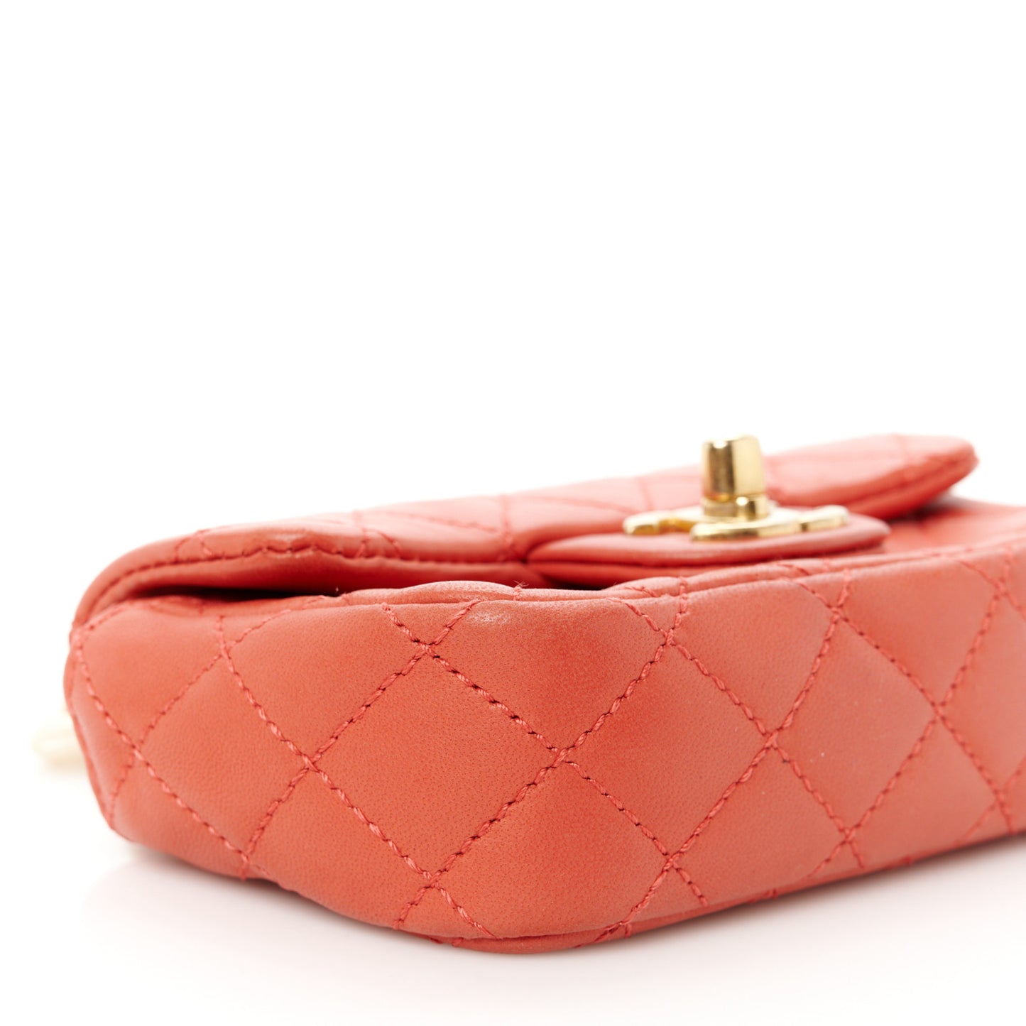 Lambskin Quilted Extra Mini Cruise Charm Flap Coral