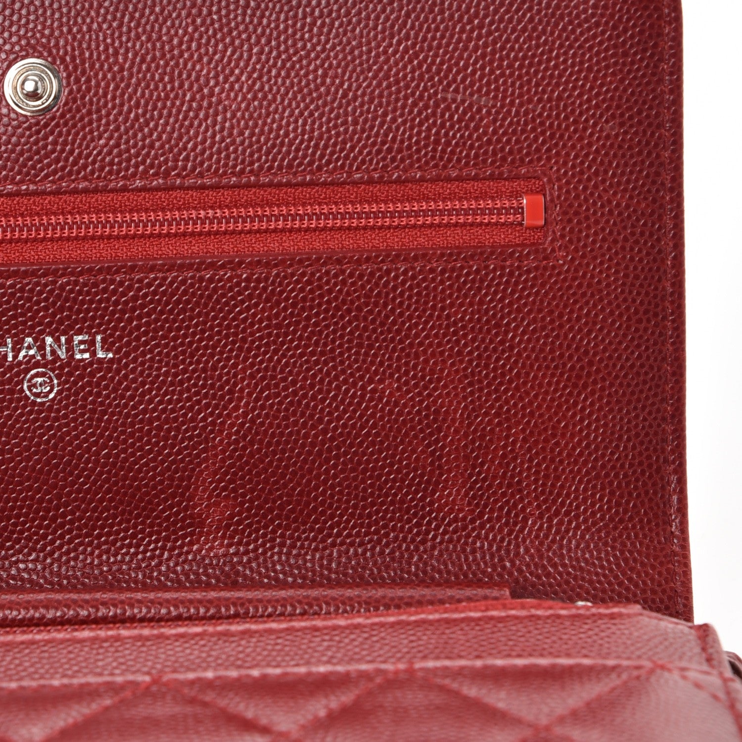 Chanel Caviar Quilted Wallet on Chain WOC Red 9 of 10