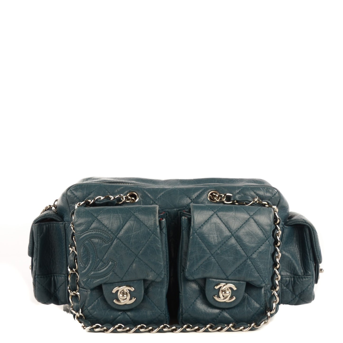 Aged Calfskin Quilted Cotton Club Reporter Blue