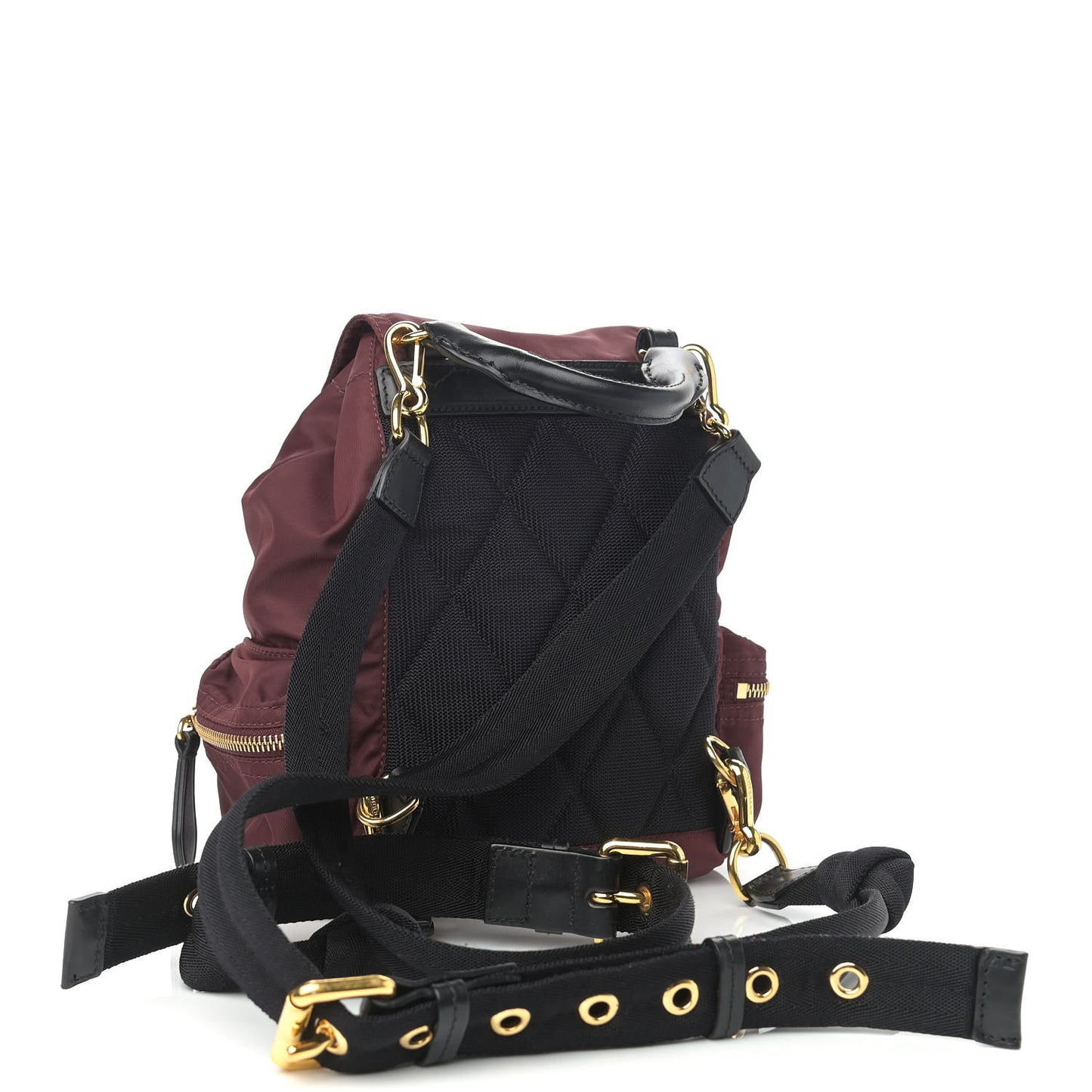 Nylon Small Crossbody Rucksack Backpack Canvas Burgundy Red