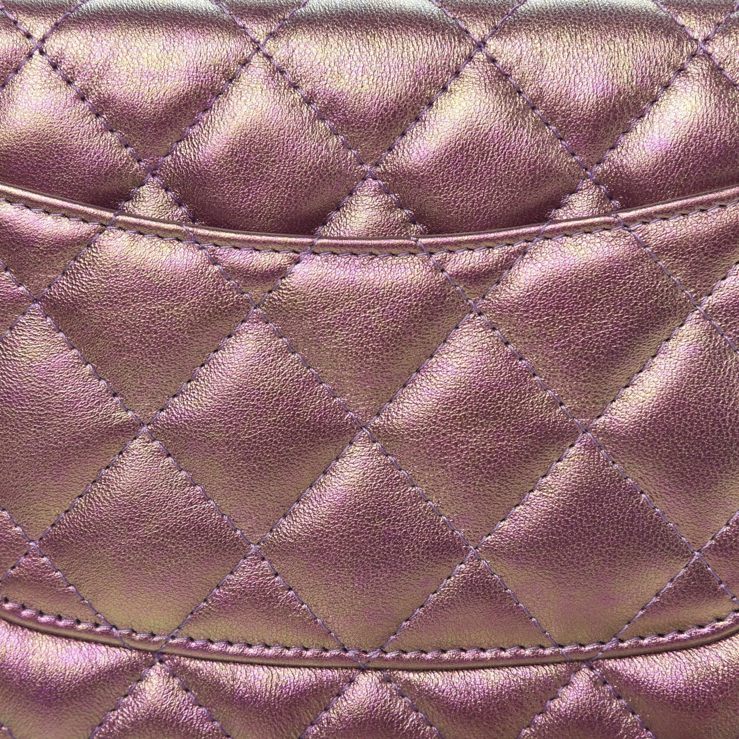 Iridescent Lambskin Quilted Wallet On Chain WOC Purple