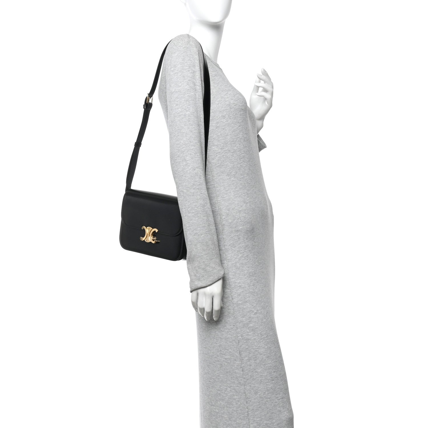 Celine Shiny Calfskin Medium Triomphe Black 2 of 10