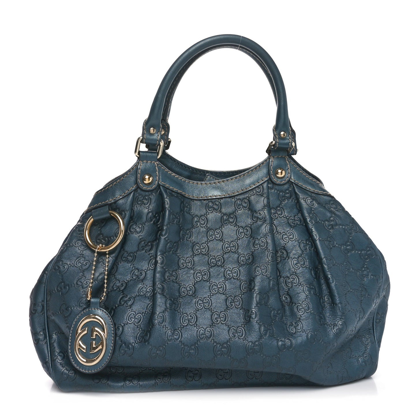 Metallic Guccissima Medium Sukey Tote Blue