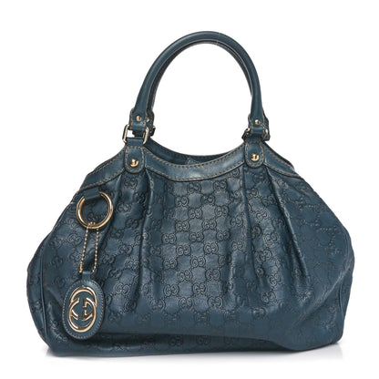Gucci Metallic Guccissima Medium Sukey Tote Blue 1 of 10