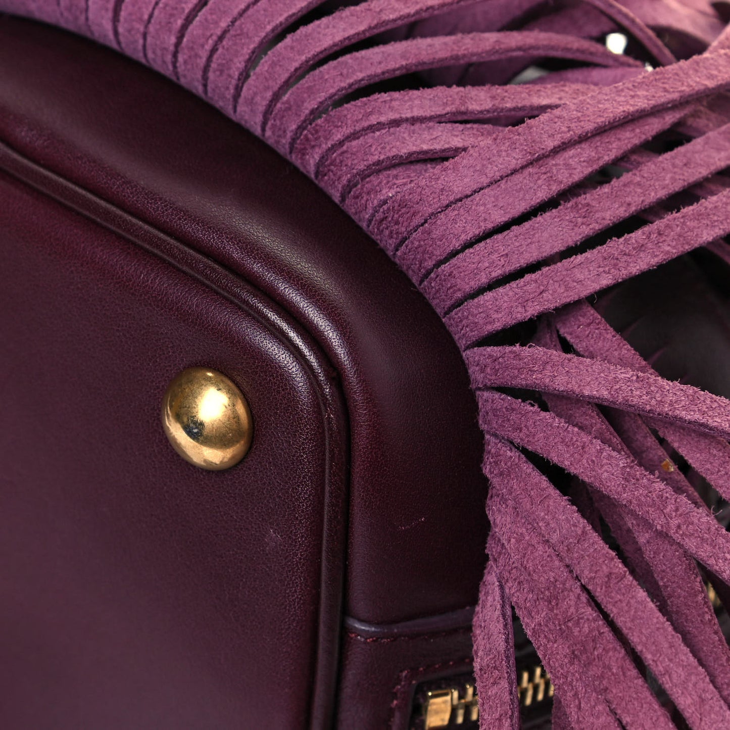 Calfskin Small Emmanuelle Fringe Hobo Bag Burgundy
