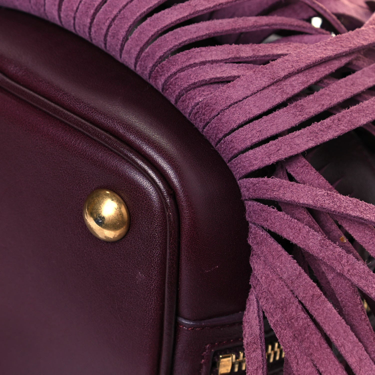 Saint Laurent Calfskin Small Emmanuelle Fringe Hobo Bag Burgundy 11 of 11
