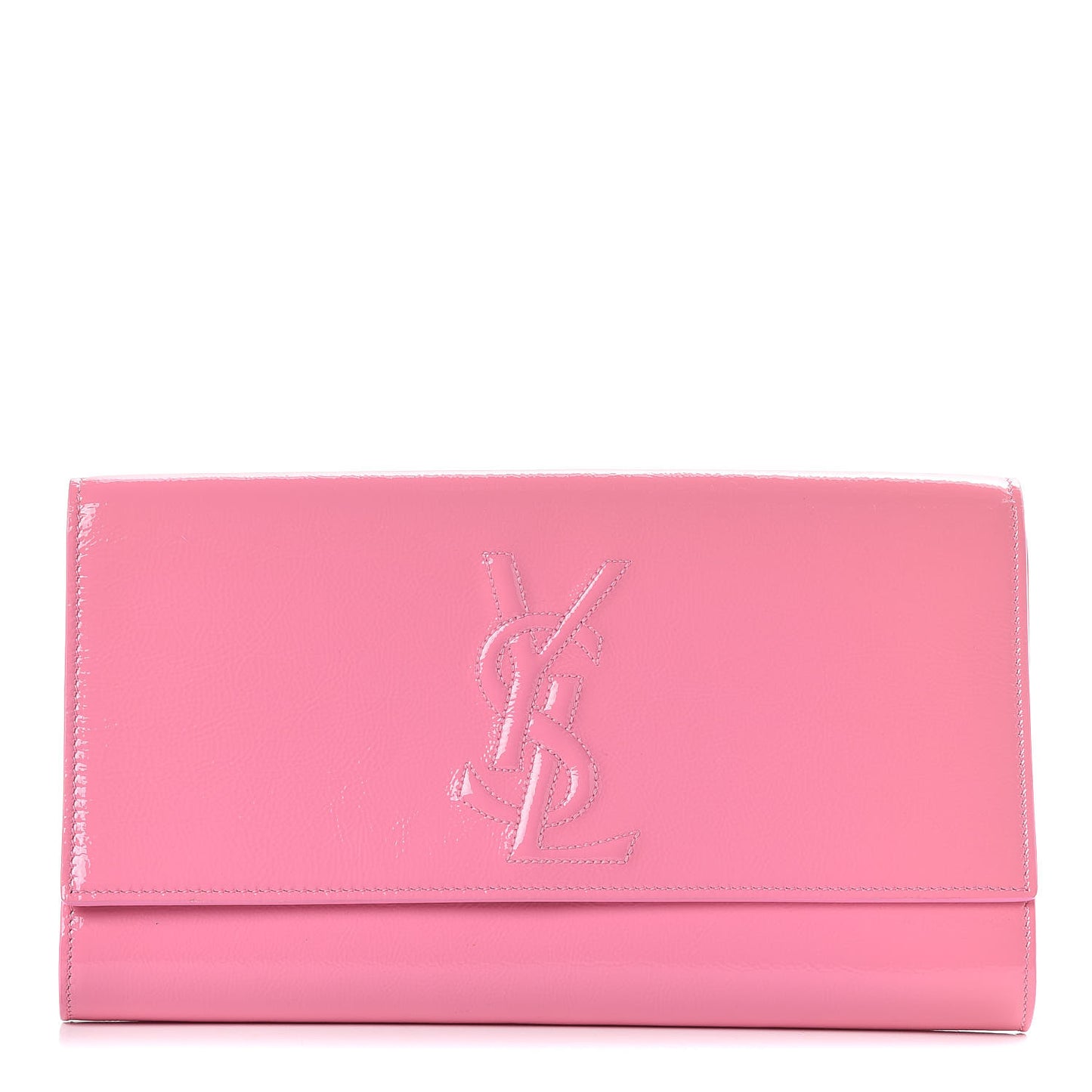 Textured Patent Large Belle De Jour Clutch Indian Pink