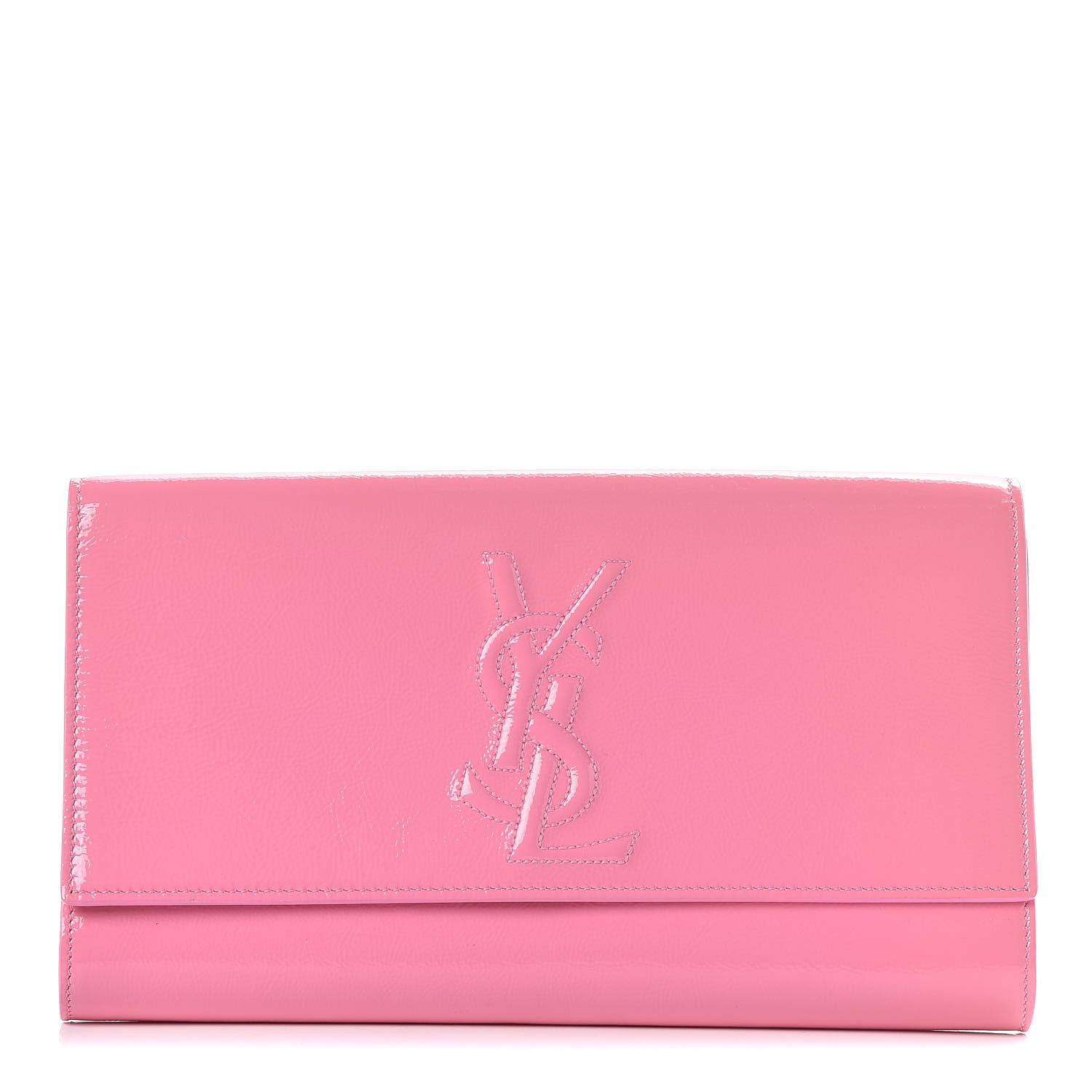 Saint Laurent Textured Patent Large Belle De Jour Clutch Indian Pink 1 of 12