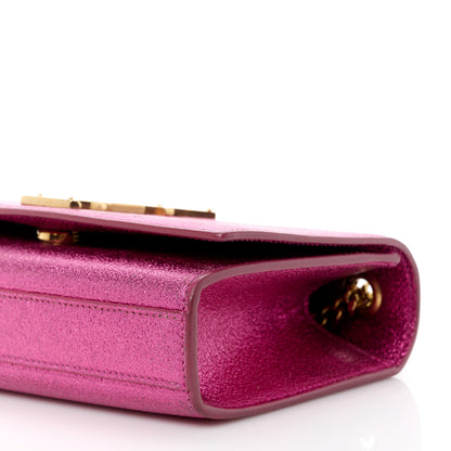 Saint Laurent Metallic Calfskin Small Classic Monogram Kate Satchel Fuchsia 10 of 10