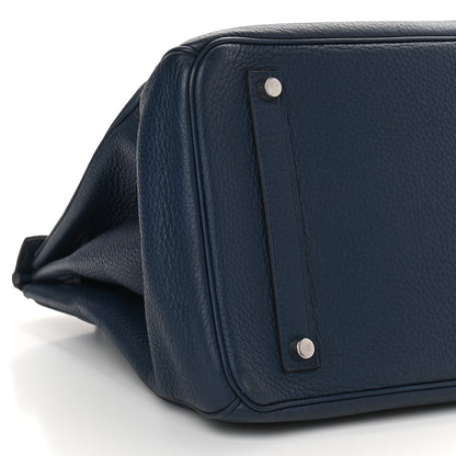 Hermes Taurillon Clemence Birkin 35 Bleu De Malte 11 of 12