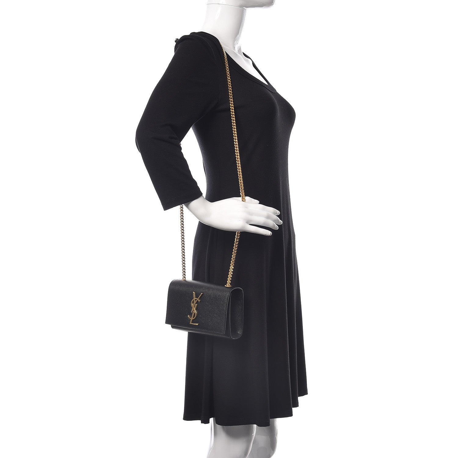 Saint Laurent Grain De Poudre Small Monogram Kate Satchel Black 2 of 8