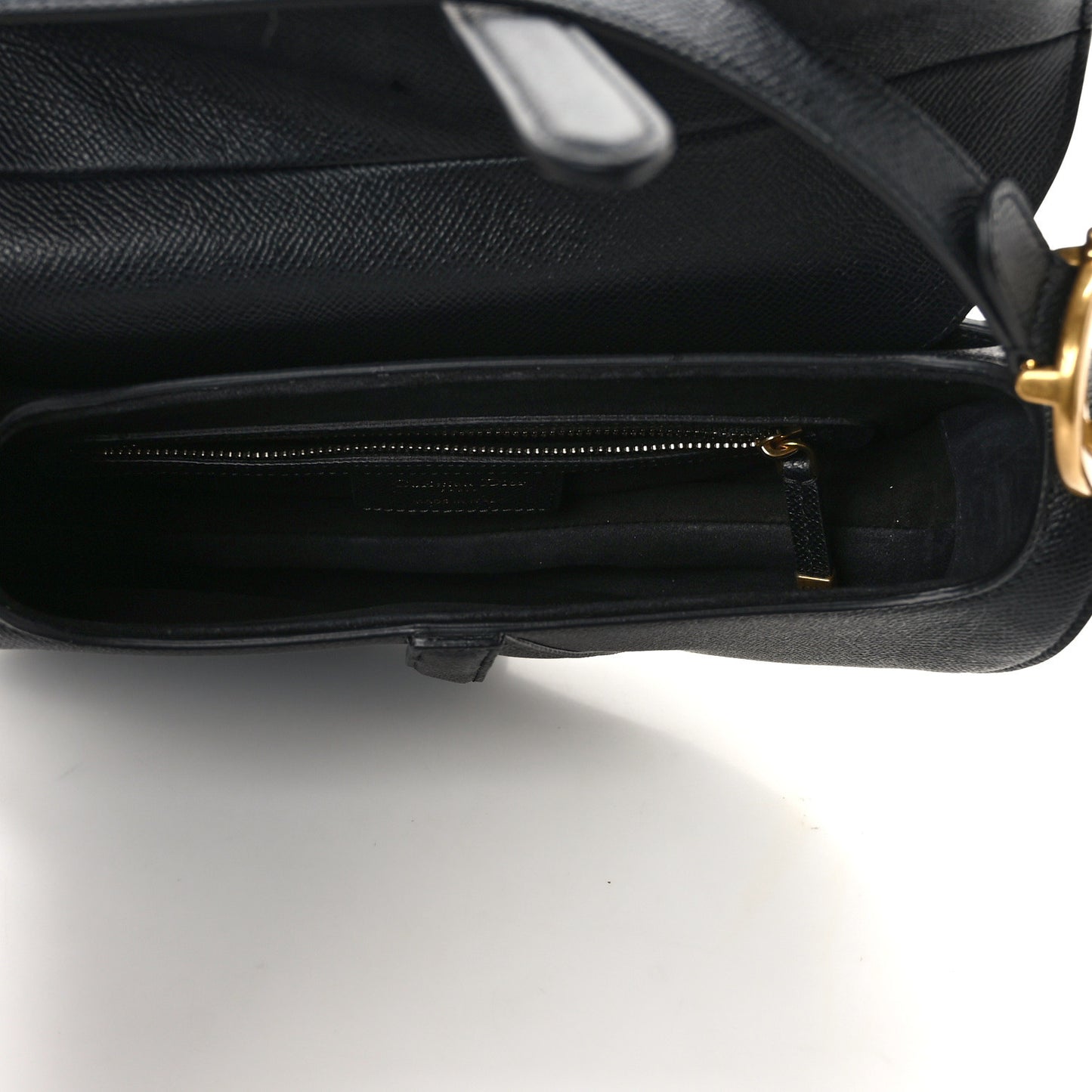 Grained Calfskin Saddle Bag With Strap Black