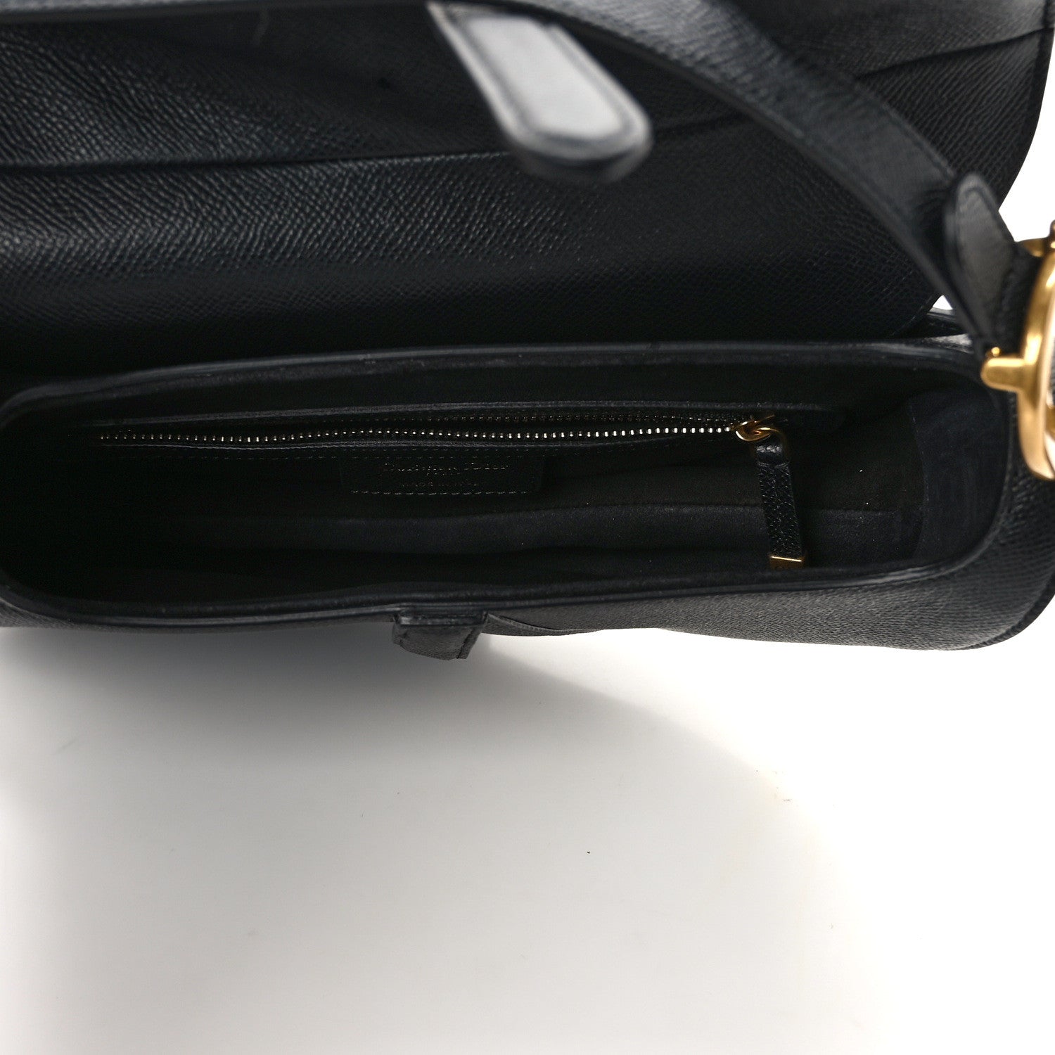 Christian Dior Grained Calfskin Saddle Bag With Strap Black 5 of 13