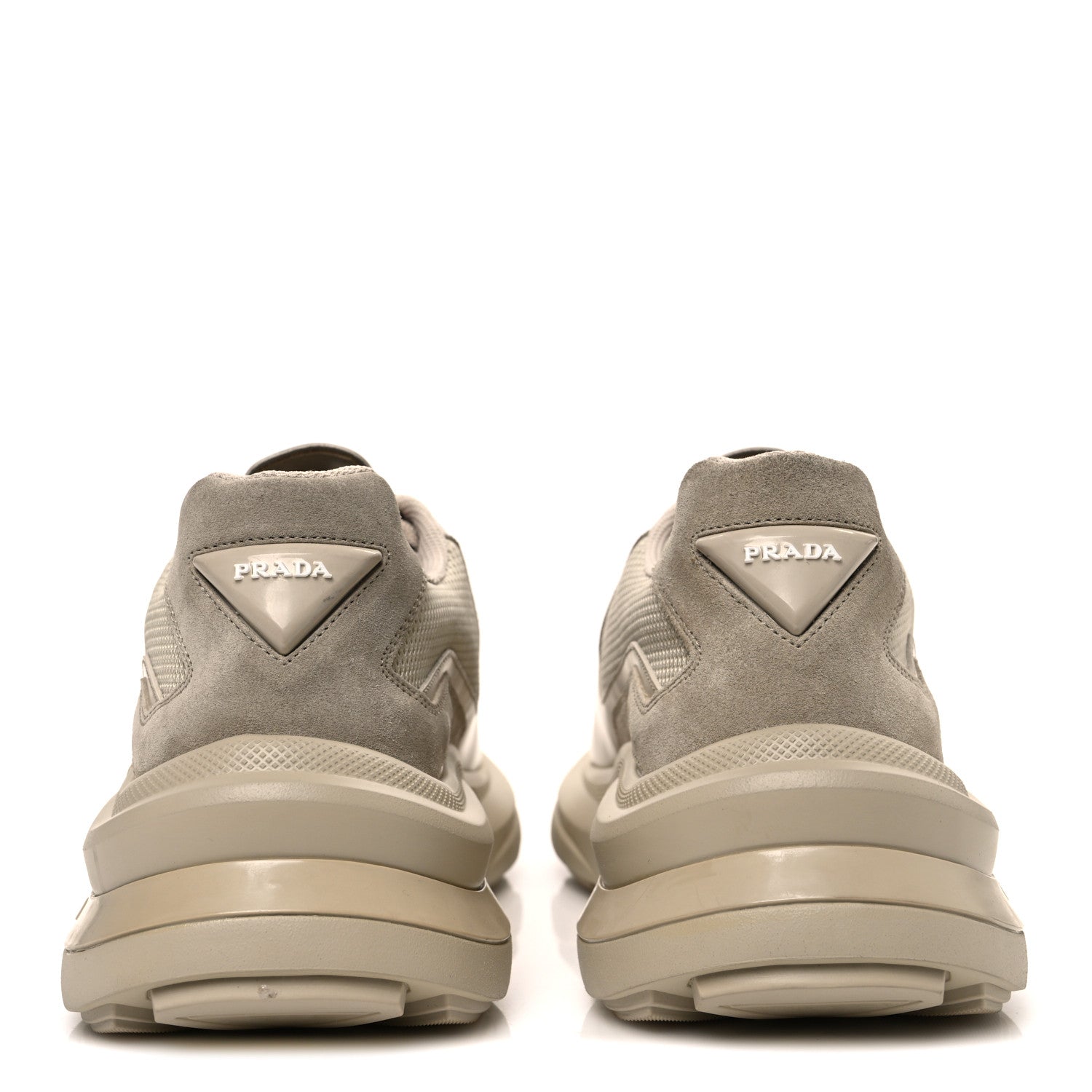 Prada Brushed Calfskin Mens Systeme Sneakers 10.5 Beige 1754804