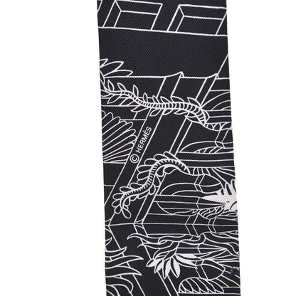 Hermes Silk Animapolis Twilly Black White 4 of 4