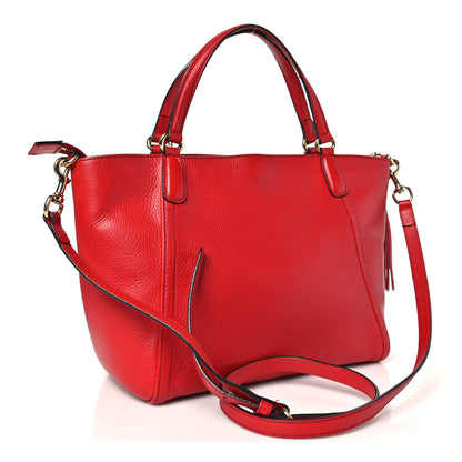Gucci Pebbled Calfskin Small Soho Top Handle Bag Red 3 of 12