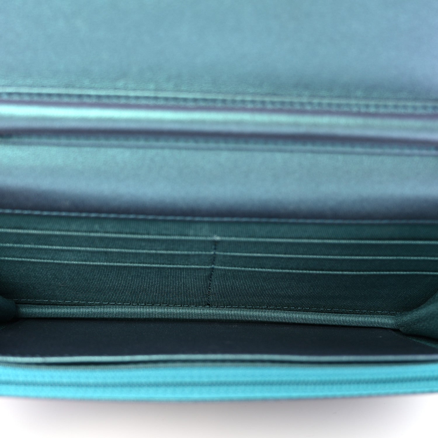 Chanel Iridescent Lambskin Quilted Wallet On Chain WOC Turquoise 5 of 12