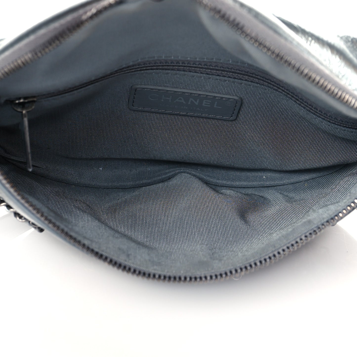 Metallic Crumpled Calfskin Chain 20s Signe Waist Bag Silver
